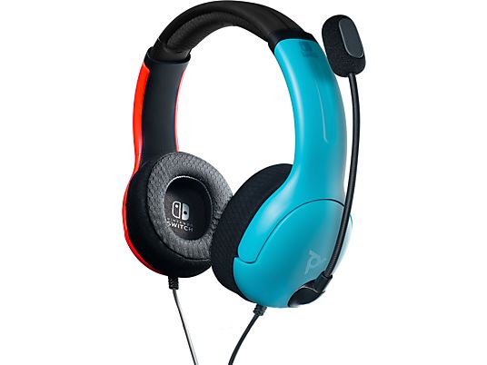 PDP  LVL40 pour Nintendo Switch - Casque de jeu, Rouge néon/Bleu néon/Noir