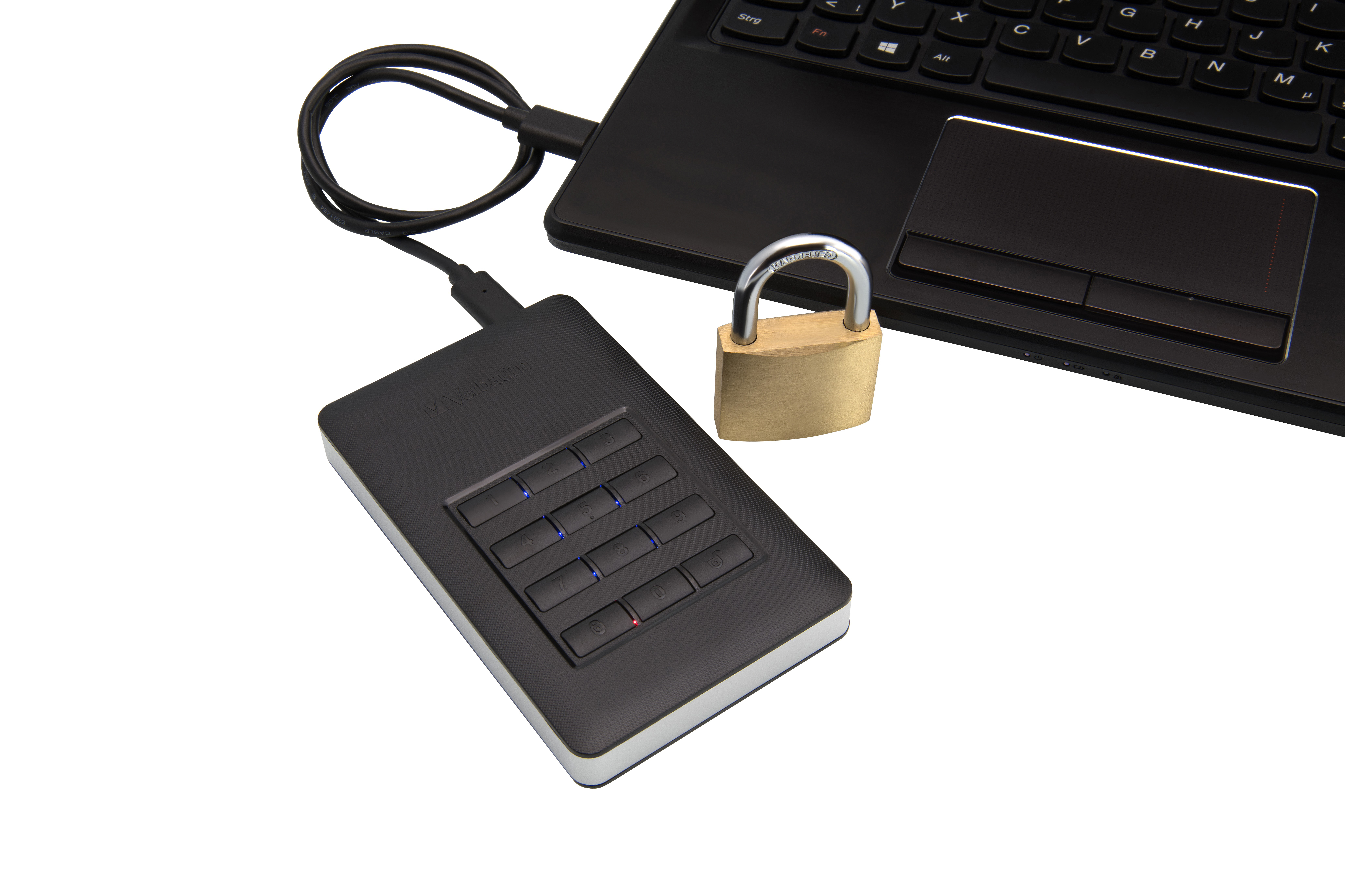 VERBATIM 53403 Secure Portable Festplatte, 2 TB HDD, 2,5 Zoll, extern, Schwarz/Silber