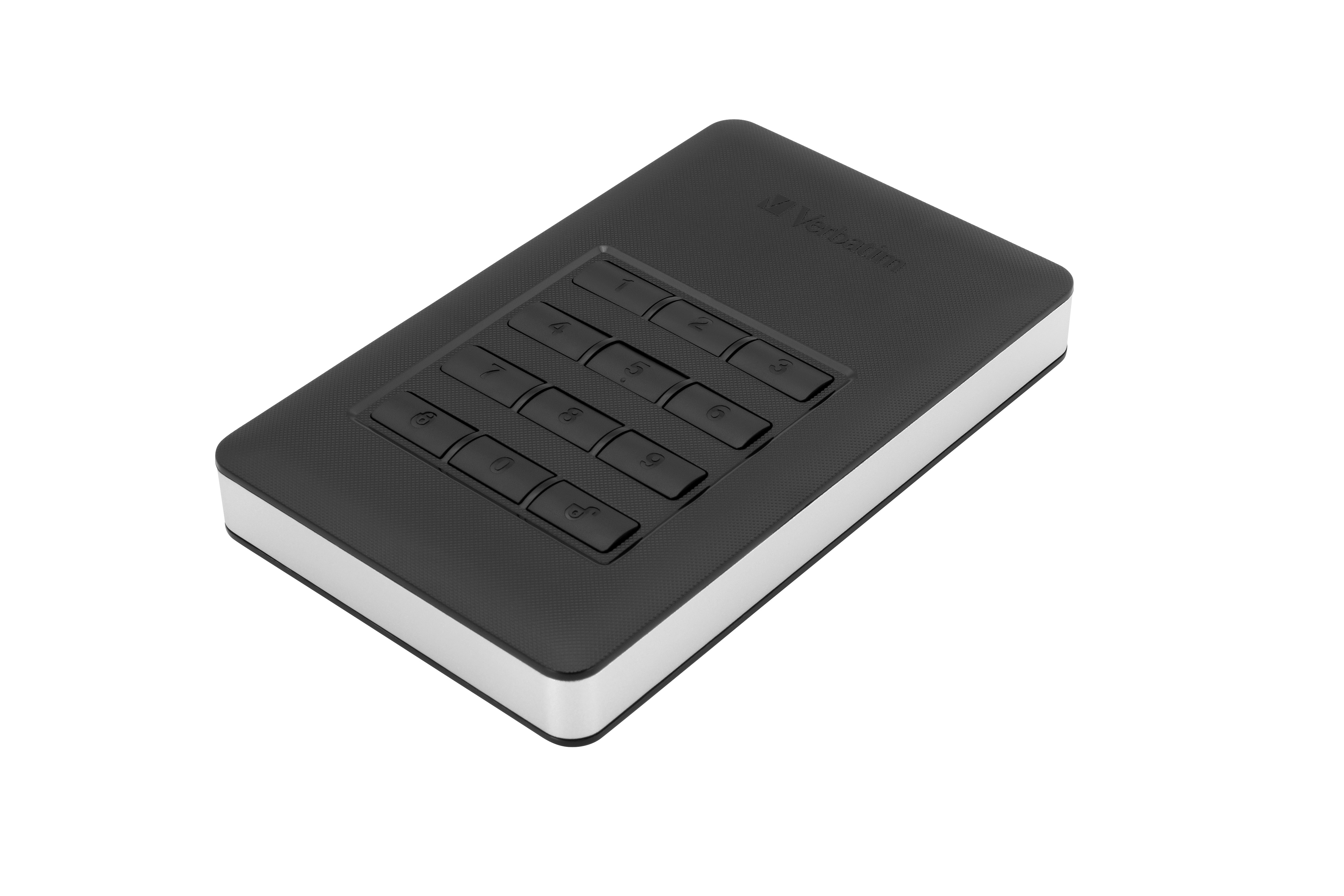VERBATIM 53403 Secure Portable Festplatte, 2 TB HDD, 2,5 Zoll, extern, Schwarz/Silber