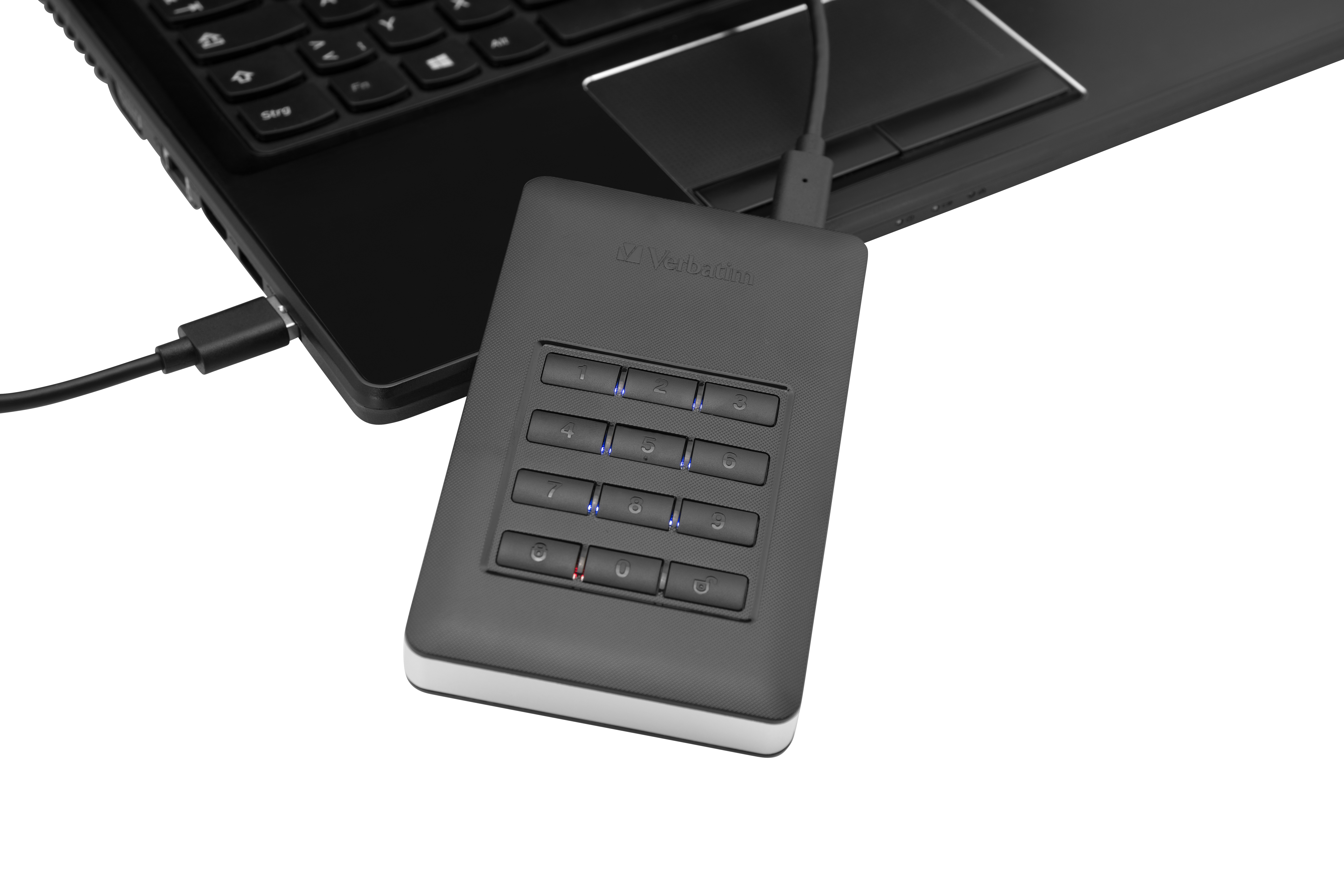 VERBATIM 53403 Secure Portable Festplatte, 2 TB HDD, 2,5 Zoll, extern, Schwarz/Silber