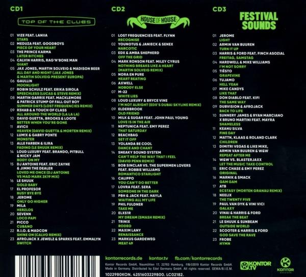CD-Cover, verschiedene Künstler, Top of the Clubs, House of House und Festival Sounds.