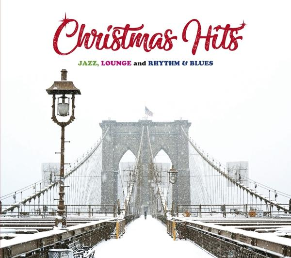 Albumcover: Christmas Hits. Brücke im Schnee, Laternenpfahl und roter Text oben.