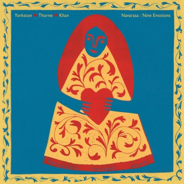 Pochette d'album avec une figure tenant un cœur. Jaune et rouge sur fond bleu.