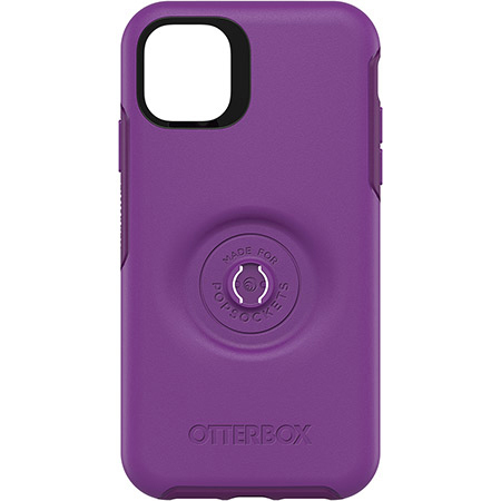 Lila Otterbox-Handyhülle mit PopSocket. Das Otterbox-Logo ist im unteren Teil sichtbar.