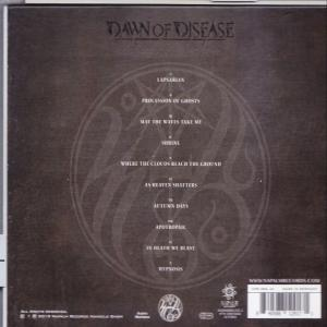 Album-Rückseite mit Titelliste und Logo in Brauntönen.