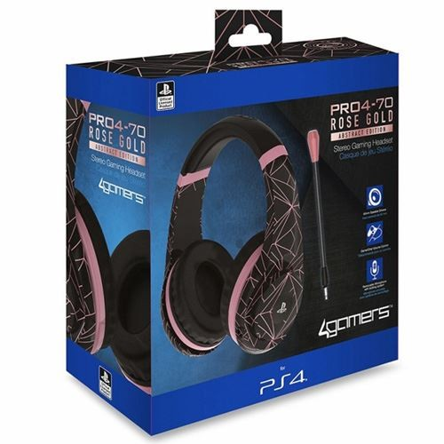 Auriculares gaming - 4Gamers PRO4-70, Micrófono, Control volumen, Para PS4, Negro y rosa