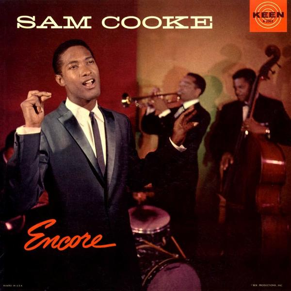 Pochette d'album avec Sam Cooke chantant avec le groupe, palette de couleurs rouge et blanc.