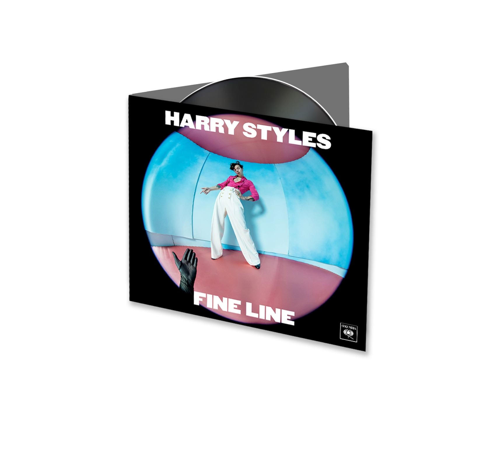 Album cover with Harry Styles, black vinyl, and an image of a person.