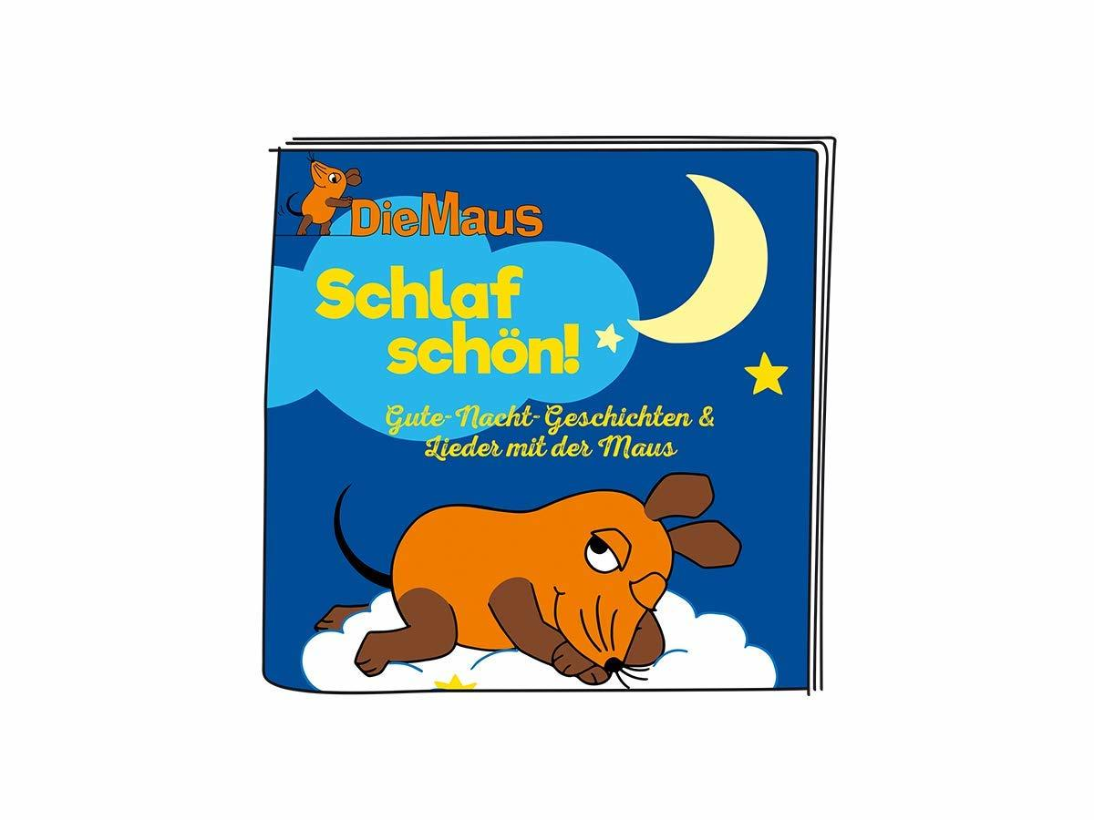 Kinderbuch-Cover. Eine Zeichentrickmaus schläft auf einer Wolke, Text darüber.