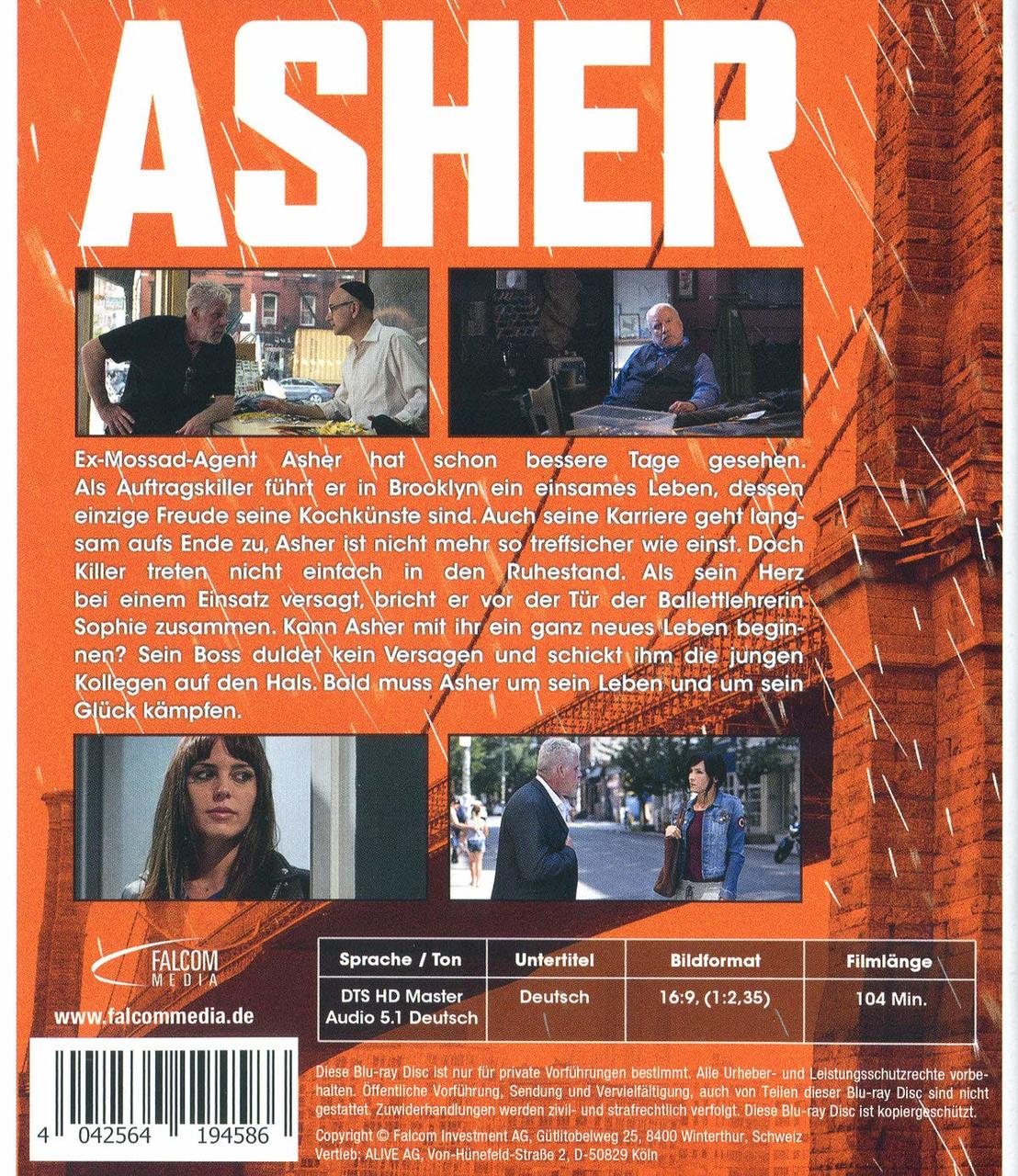 DVD-Cover des Films Asher. Es zeigt Bilder von Schauspielern und den Titel.