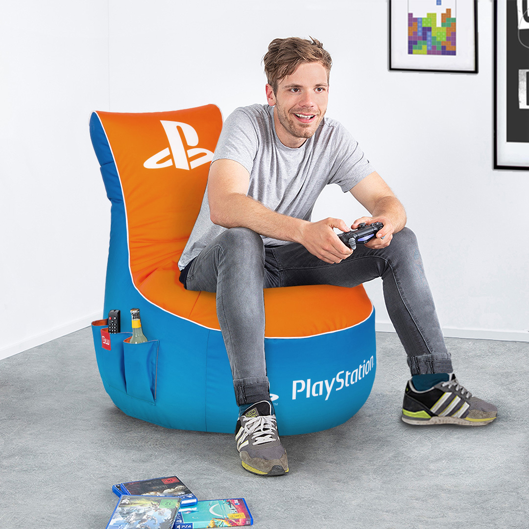 GAMEWAREZ PlayStation, Vivid, Gaming Sitzsack, Blau/Orange
