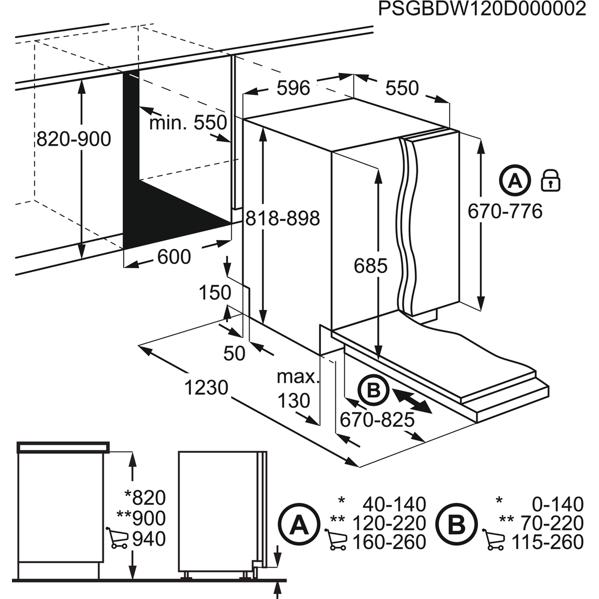 AEG FSE63800AP Geschirrspüler (vollintegrierbar, 596 mm breit, 44 dB (A), D)