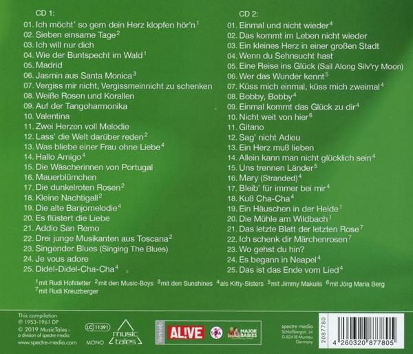 Grünes Albumcover mit deutschen Songtiteln, Text und CD-Label.