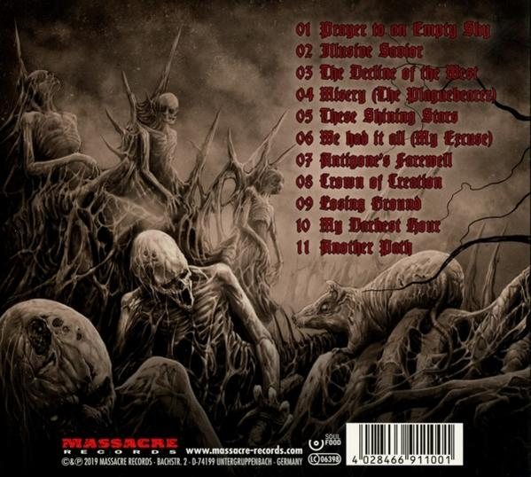 Albumcover mit Skeletten und Songtiteln. Das Cover ist dunkel mit einem abgenutzten Look.