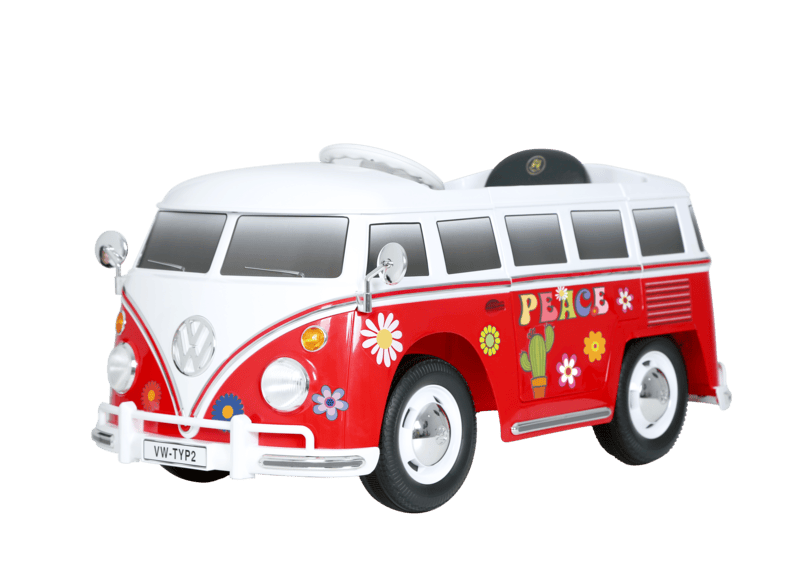 Rollplay Vw Bus Type 2 T1 Flower Power 6v Elektrofahrzeug Fur Kinder Rot