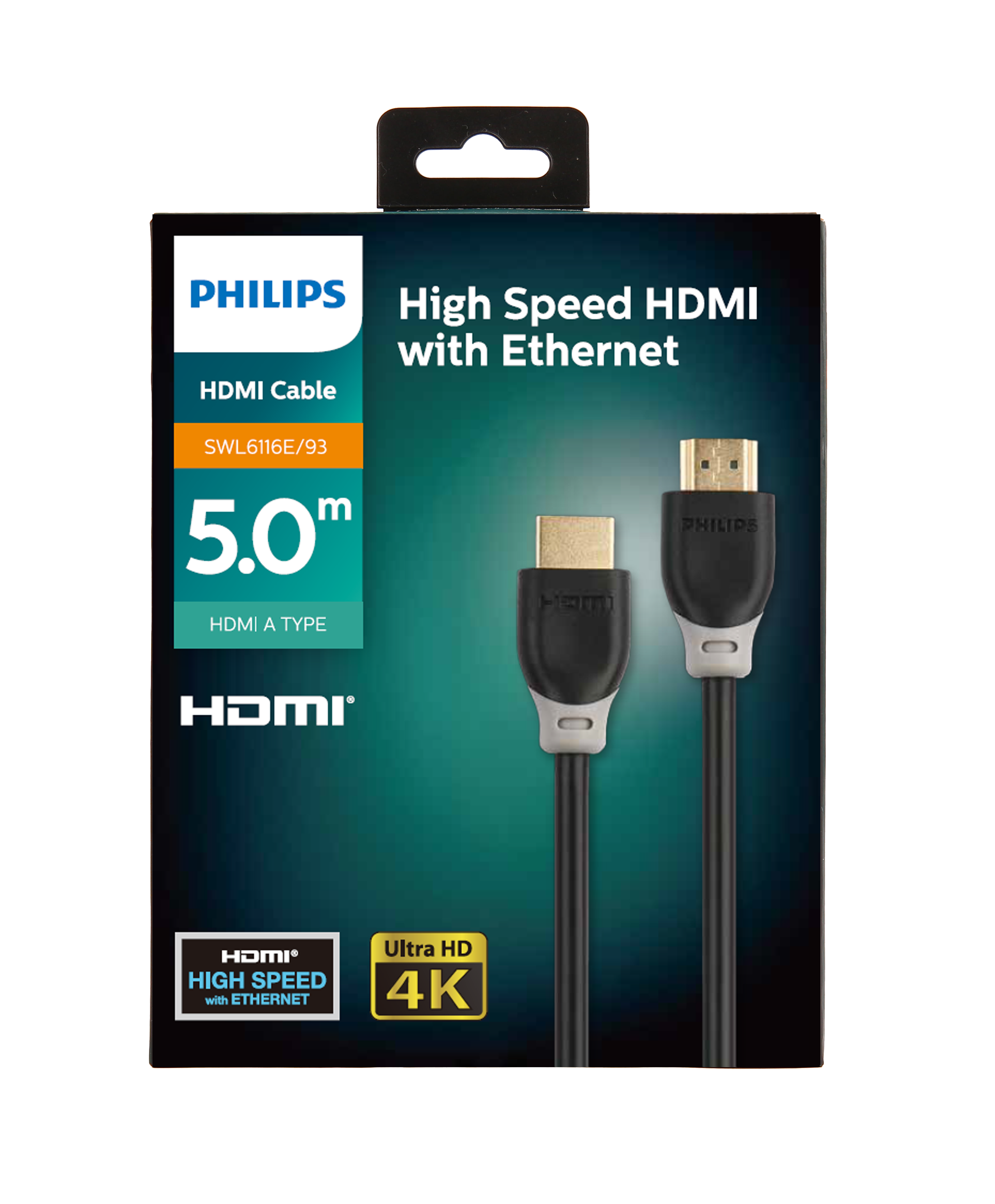 PHILIPS SWL6116E - 4K HDMI Kablo (5 Metre) Siyah