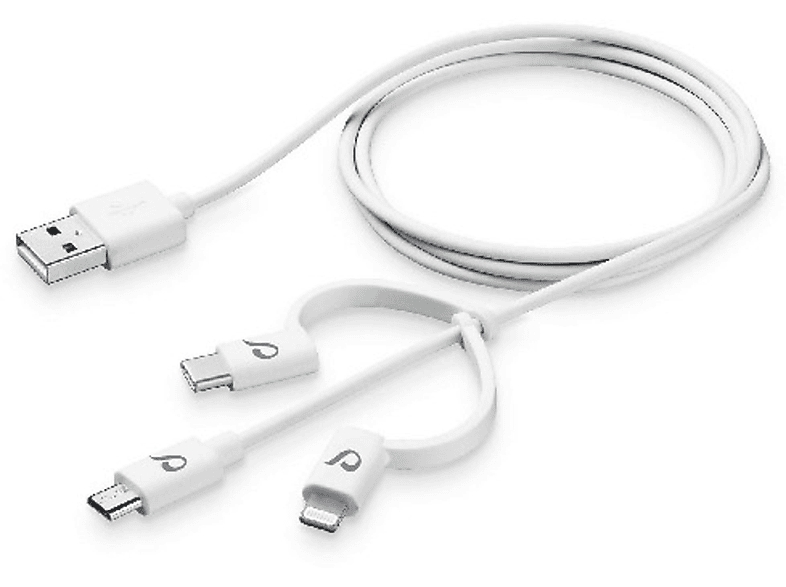 Cable USB Power cable CellularLine, 3 en 1, USB, MicroUSB, USBC