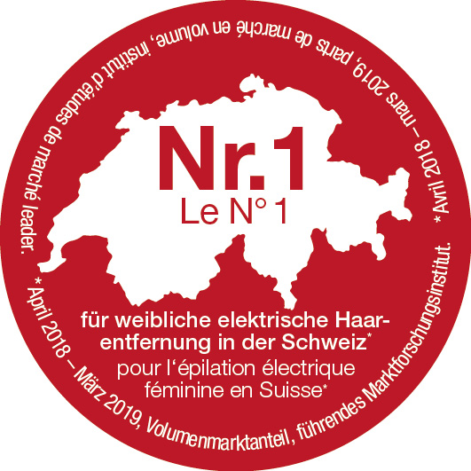 Roter Kreis mit weißer Schweizer Umrisslinie und Text: 'Nr.1' und 'Le N°1' mit umliegendem Text.