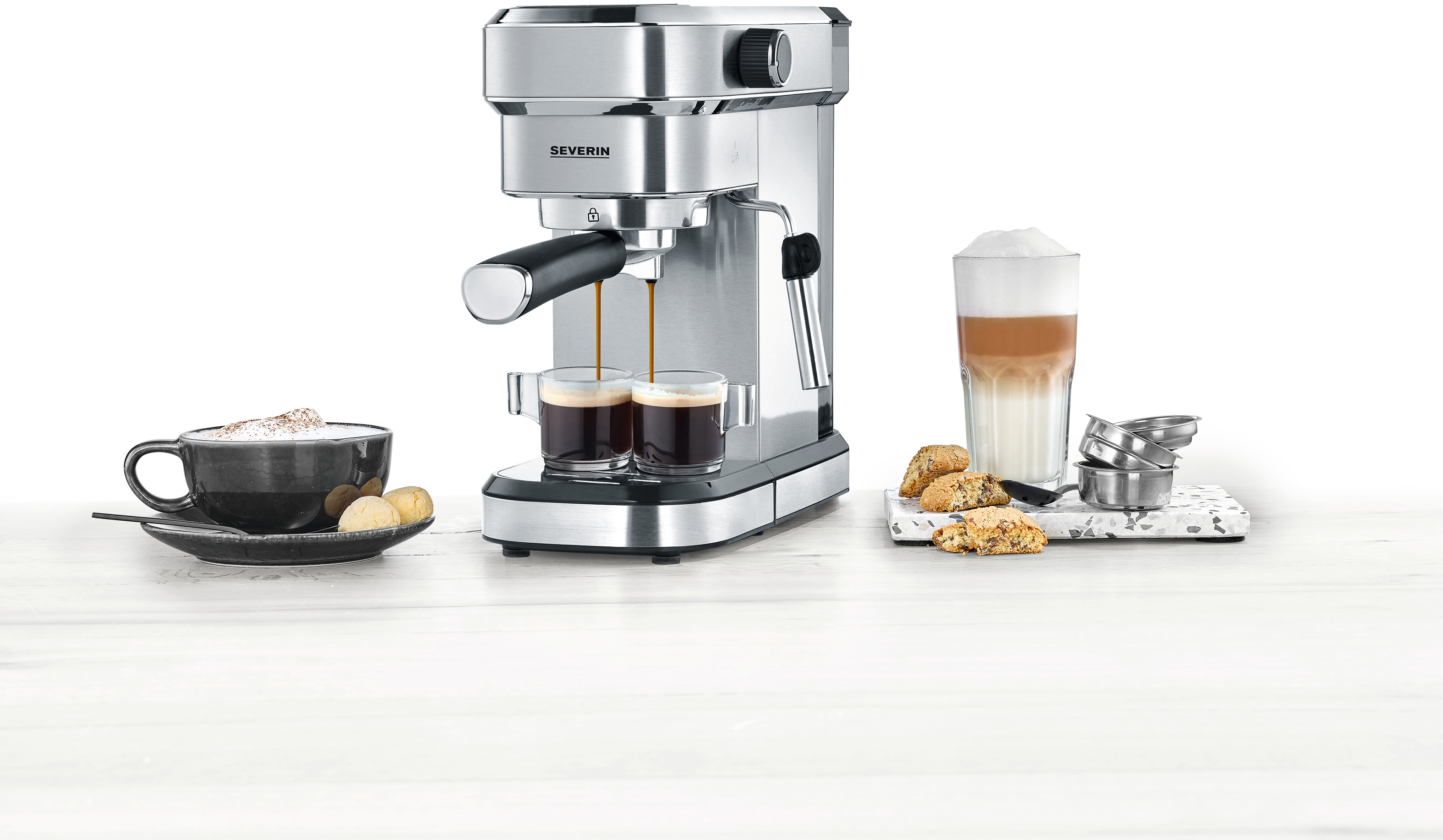 SEVERIN KA 5994 Espresa Espressomaschine Edelstahl-geb./Schwarz