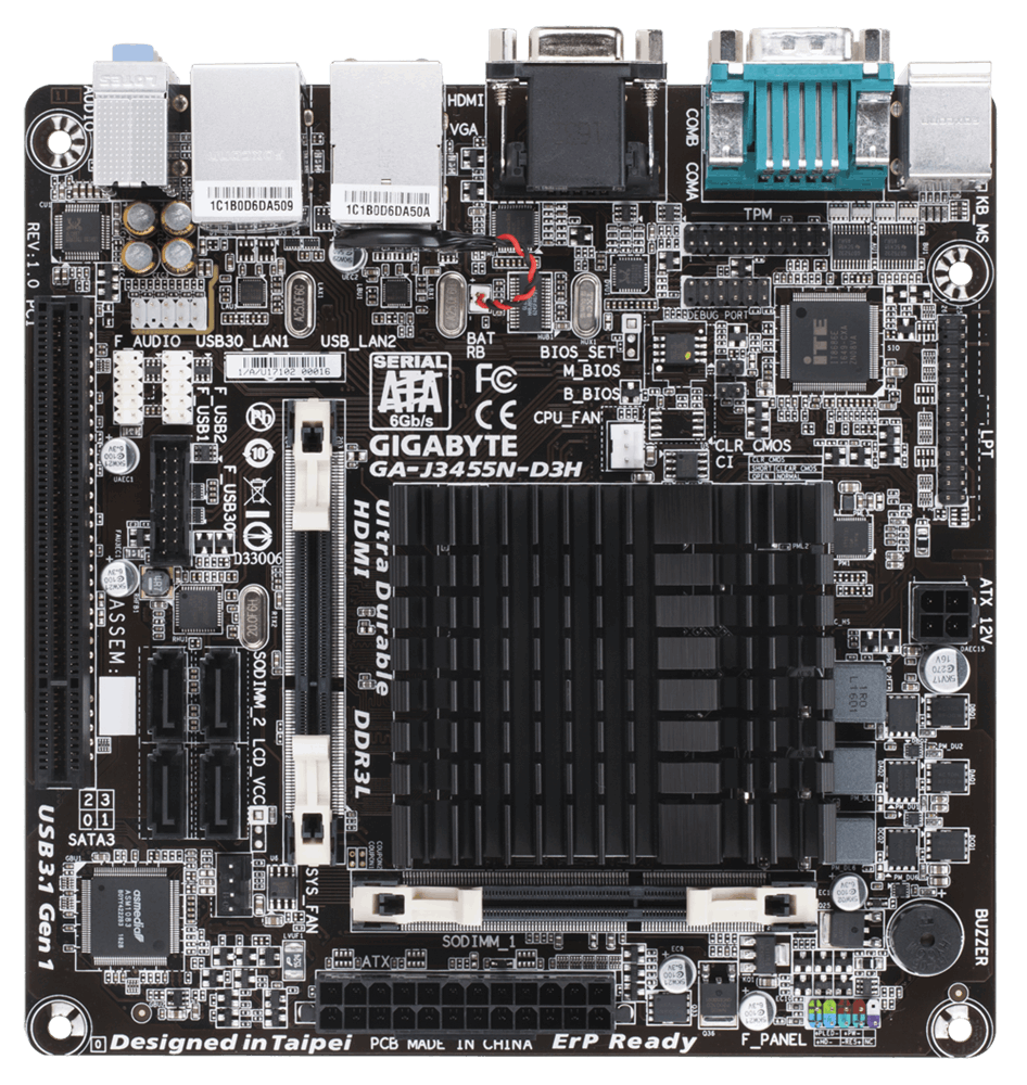 GIGABYTE GA-J3455N-D3H Mainboard Mehrfarbig