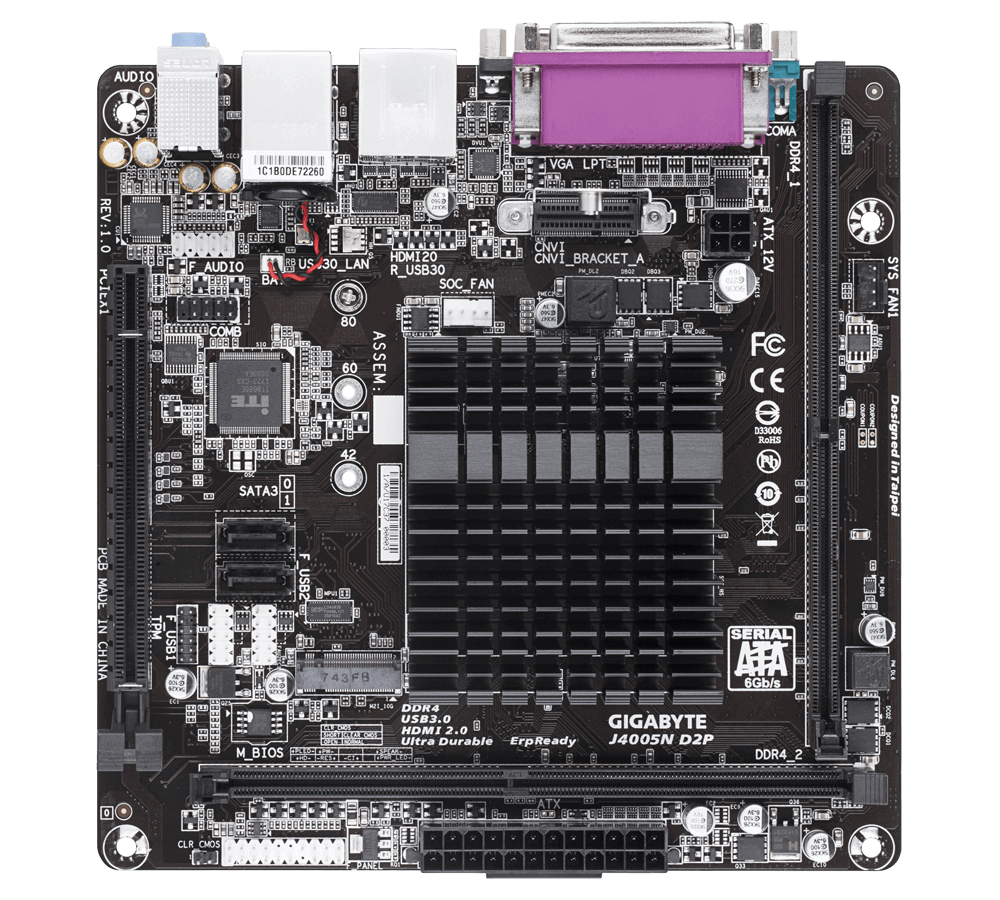 GIGABYTE J4005N D2P Mainboard Mehrfarbig