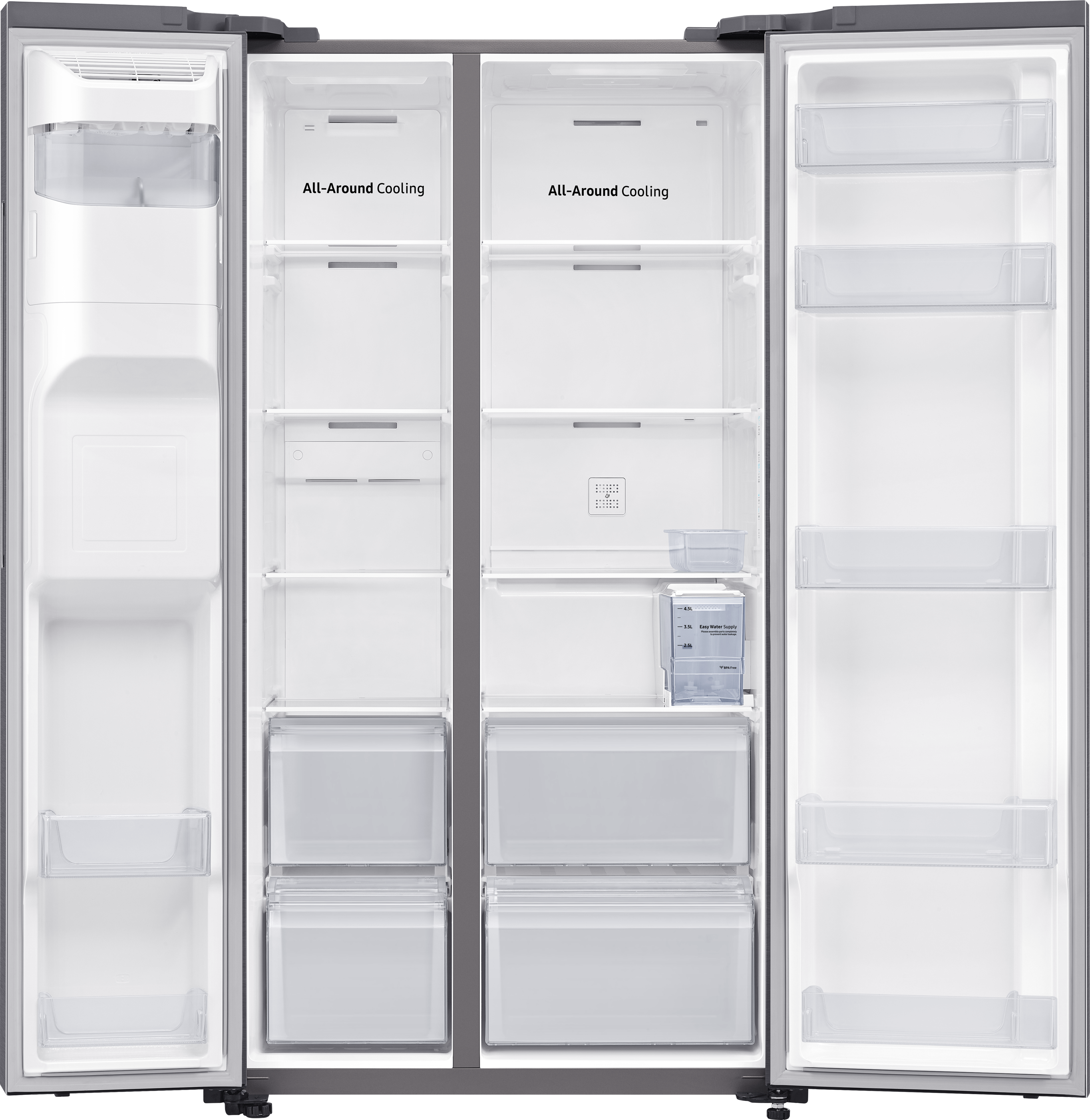 SAMSUNG RS64R5302M9/EG Side-by-Side (635 l, F, 1780 mm hoch, Edelstahl/Silber)