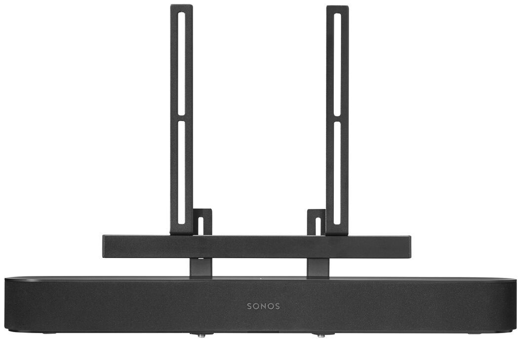 Barre de son Sonos noire avec support, conçue pour le montage.