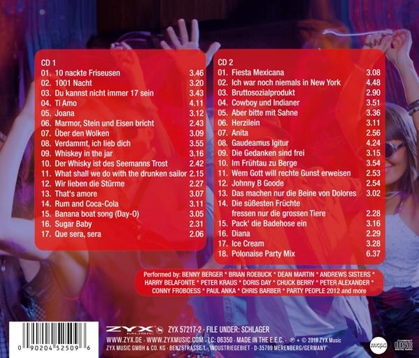 Rückseite einer CD-Hülle mit einer Titelliste.