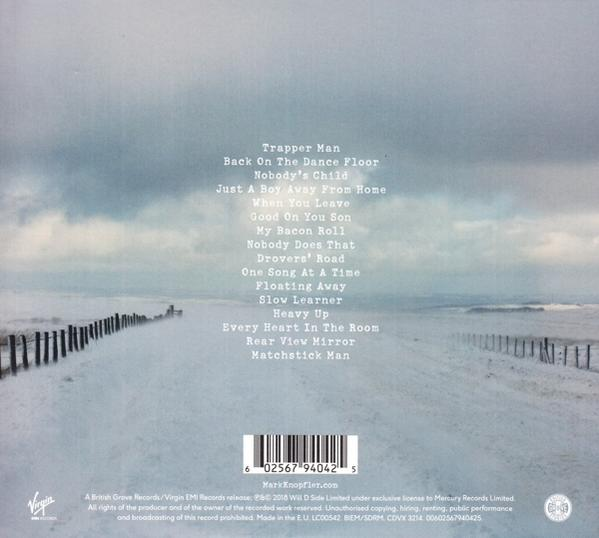 Dos d'un CD avec paysage enneigé et texte énumérant les titres des chansons.