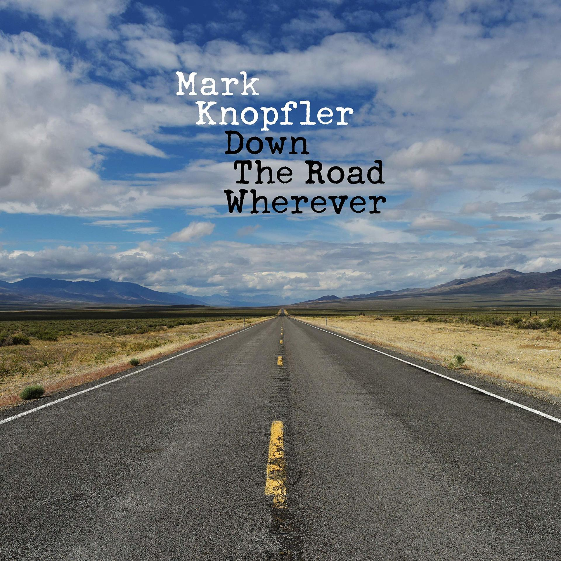 Une route s'étend au loin avec le titre d'un album.