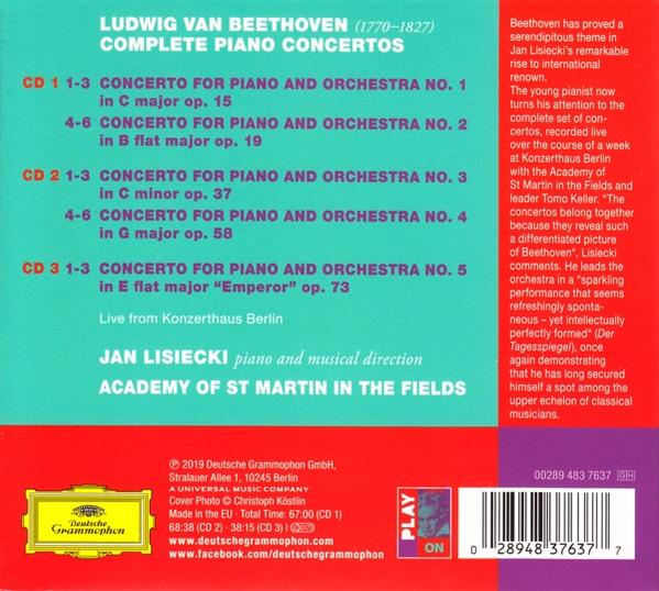 CD-Cover. Der Text ist für Klavierkonzerte, mit einer Liste von Liedern und einem Bild eines Klaviers.