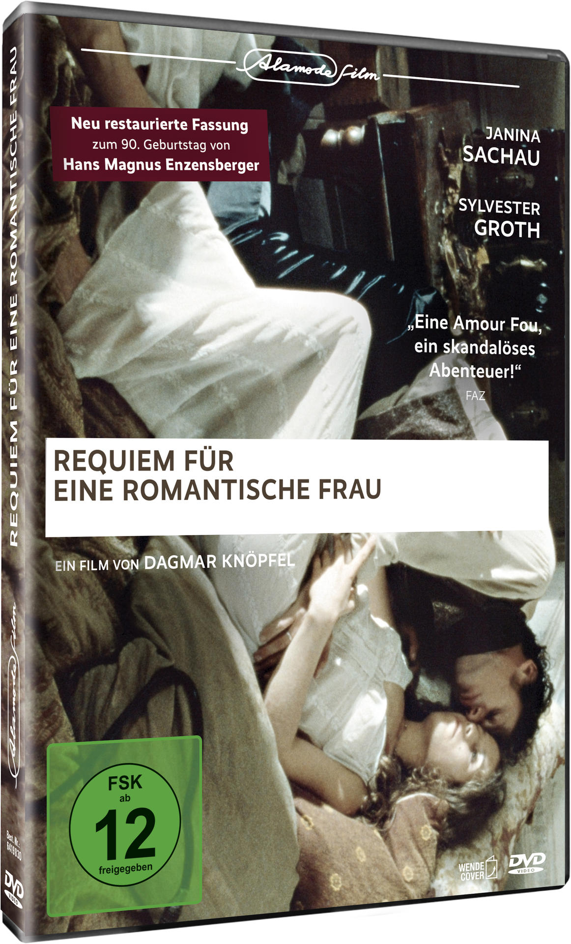 DVD-Hülle mit einem Filmplakat, das ein liegendes Paar zeigt, und Text auf Deutsch.