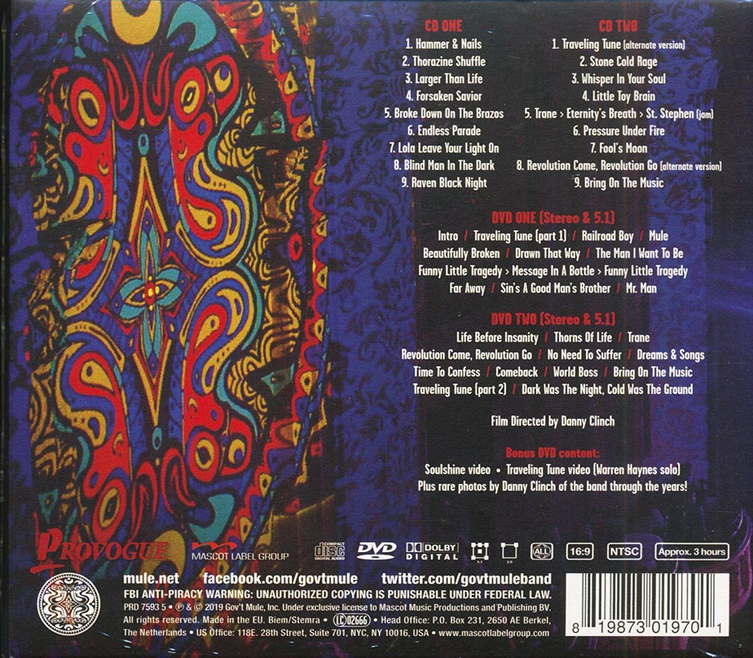 Album-Rückseite mit Songlisten und Logos.
