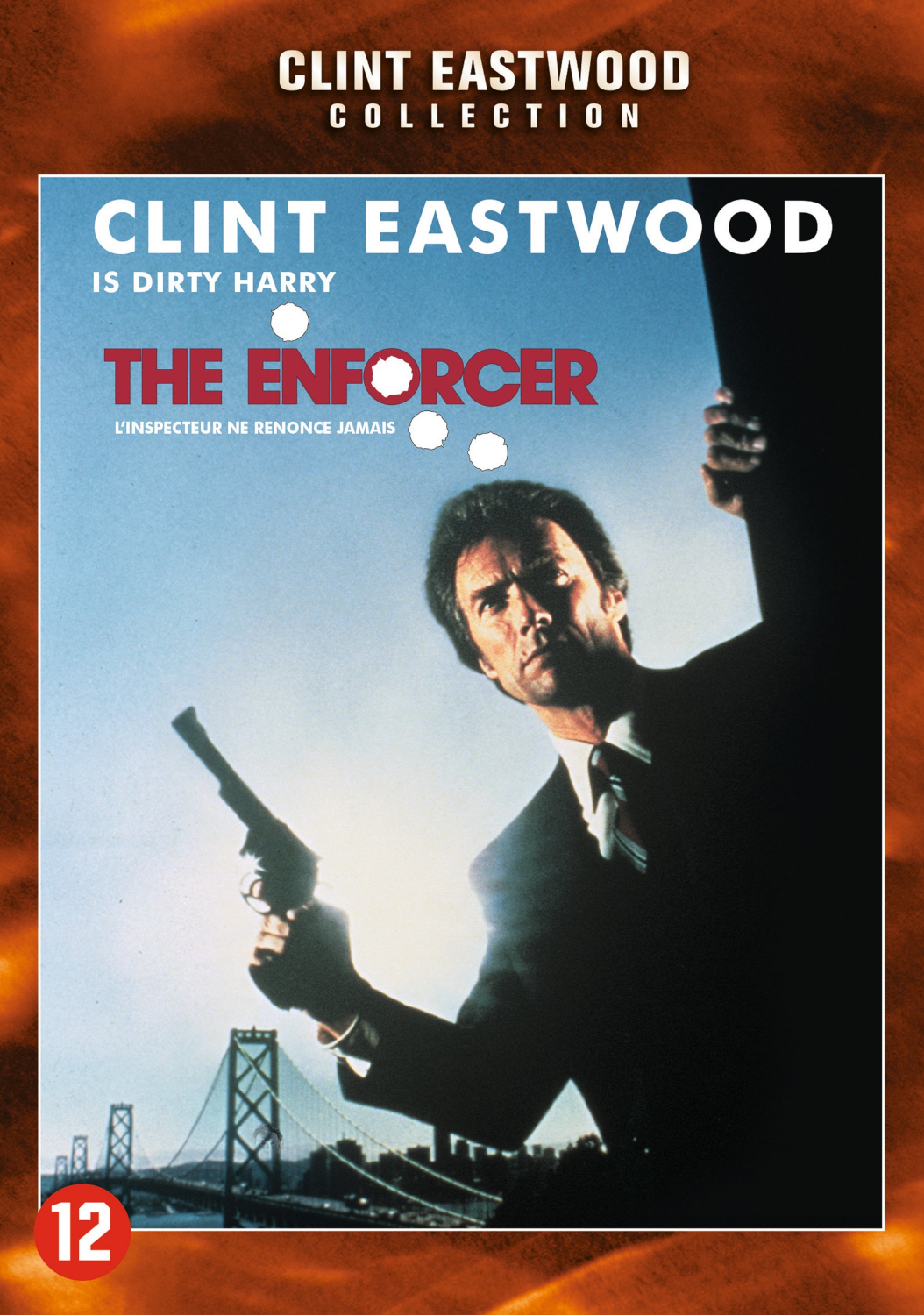 Affiche du film 'The Enforcer' avec Clint Eastwood tenant une arme à feu.