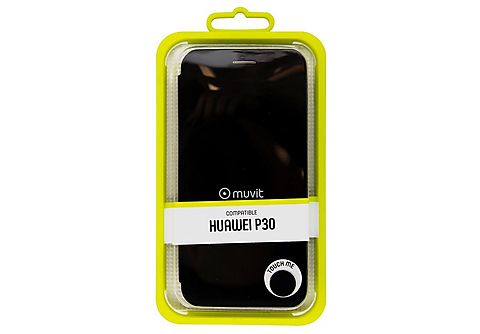 Funda - Muvit MUFLS0263, Para Huawei P30, Con tapa, Ranura para tarjetas, Policarbonato, Negro