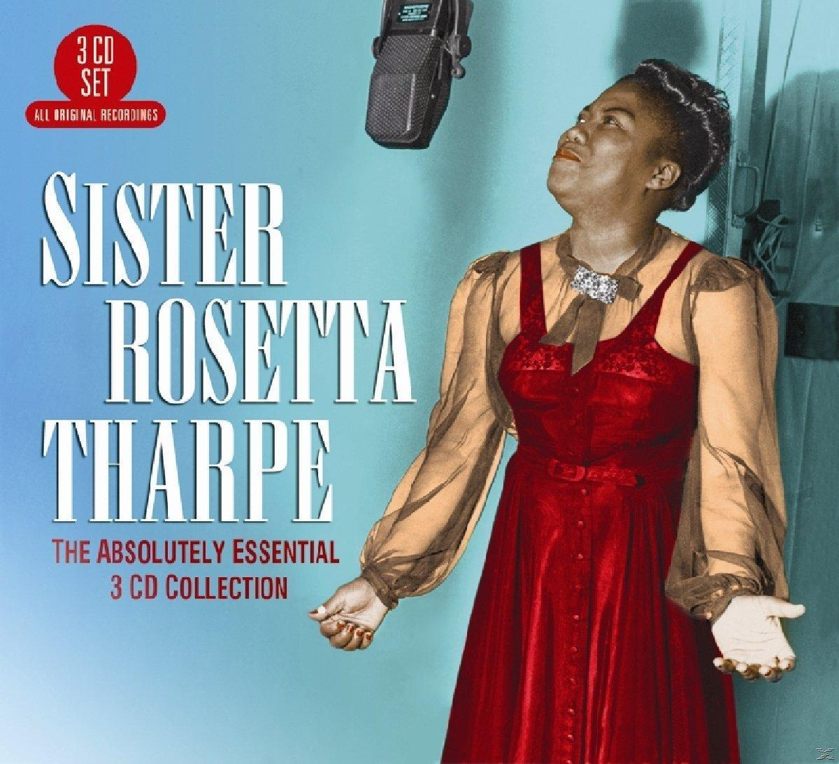 Sister Rosetta Tharpe album borítója, piros ruha, mikrofonnal.