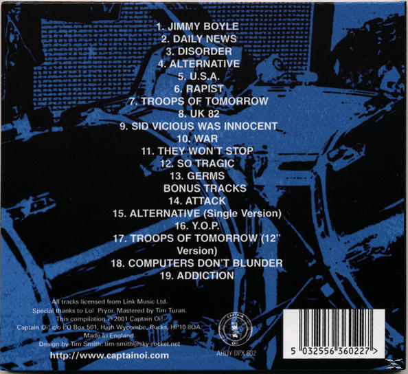 CD tok hátulja dallas listával és kék háttérrel.