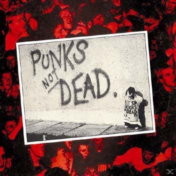 Punk rock poszter. A graffitin a felirat: 'Punks Not Dead'. Egy alak 'S.I.S. Fools Dead' pólóban.