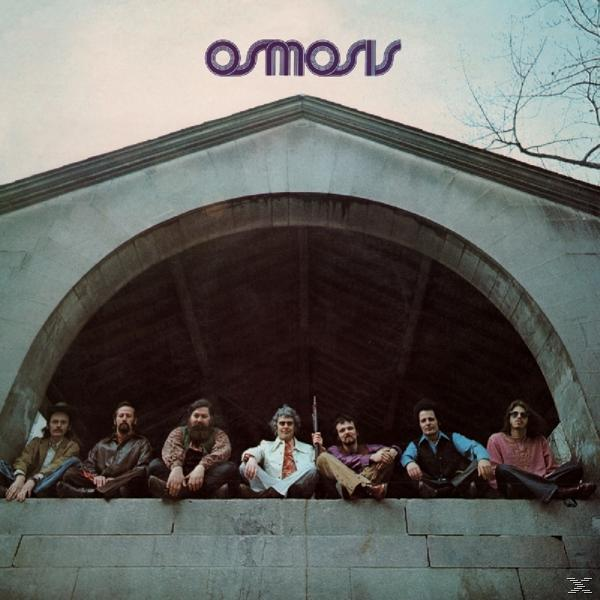 Albumcover mit sieben Leuten, die auf einer Brücke sitzen, mit dem Text 'Osmosis' über ihnen.