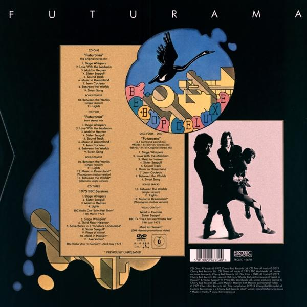 Futurama CD- und DVD-Cover. Zeigt Bandmitglieder und Albumdetails. Der Hintergrund ist dunkelblau.