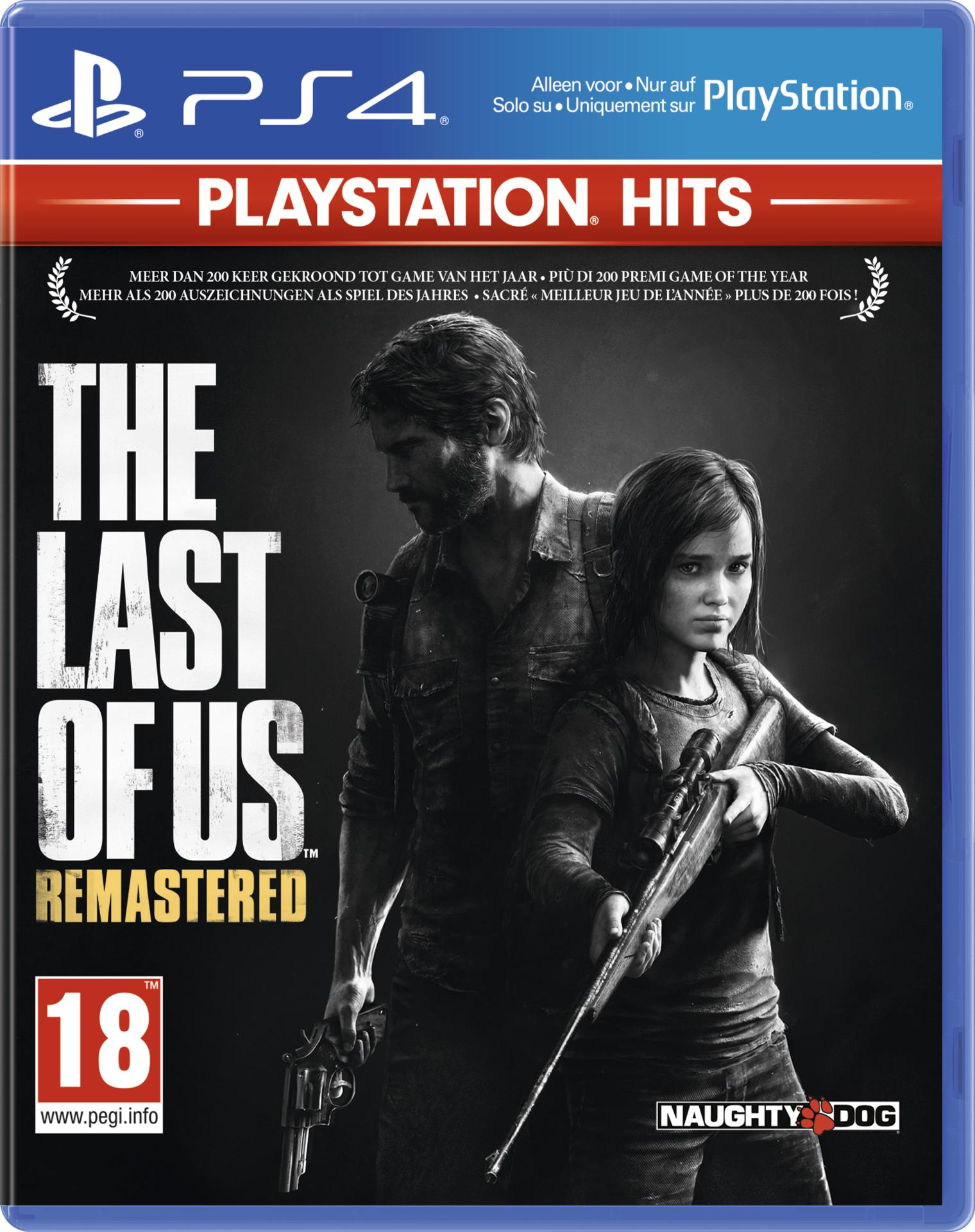 PlayStation 4 game case voor The Last of Us Remastered, met twee karakters.