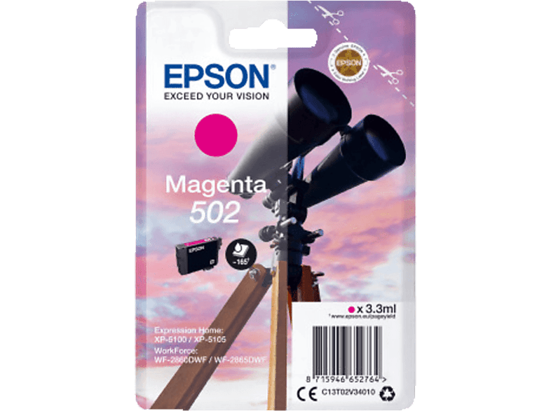 EPSON 502 Magenta Eredeti Tintapatron 3,3 ml (C13T02V34010)