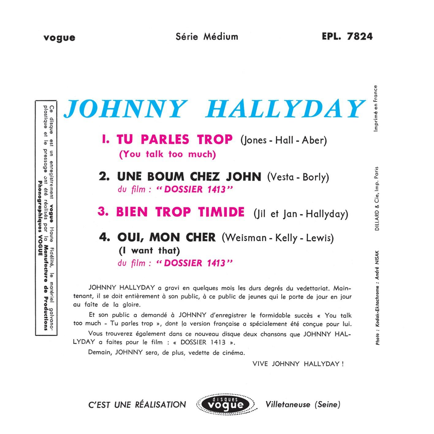 Parles (CD) Hallyday Tu Johnny - - Trop