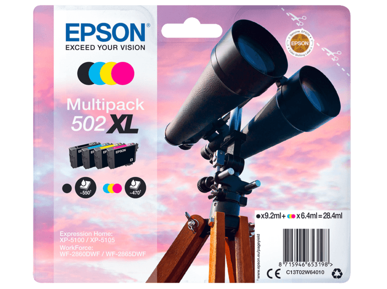 EPSON 502XL Multipack Eredeti Tintapatron 1x4,6 ml+3x3,3 ml (C13T02V64010)