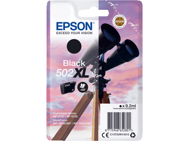 EPSON 502XL Fekete Eredeti Tintapatron 9,2 ml (C13T02W14010)