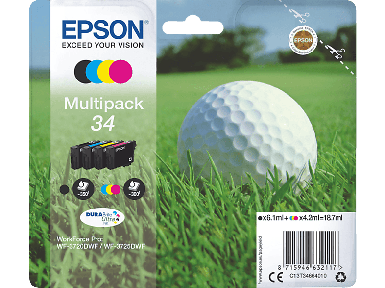 EPSON 34 Multipack Eredeti Tintapatron 1x6,1 ml+3x4,2 ml (C13T34664010)