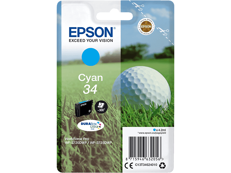 EPSON 34 Cyan Eredeti Tintapatron 4,2 ml (C13T34624010)