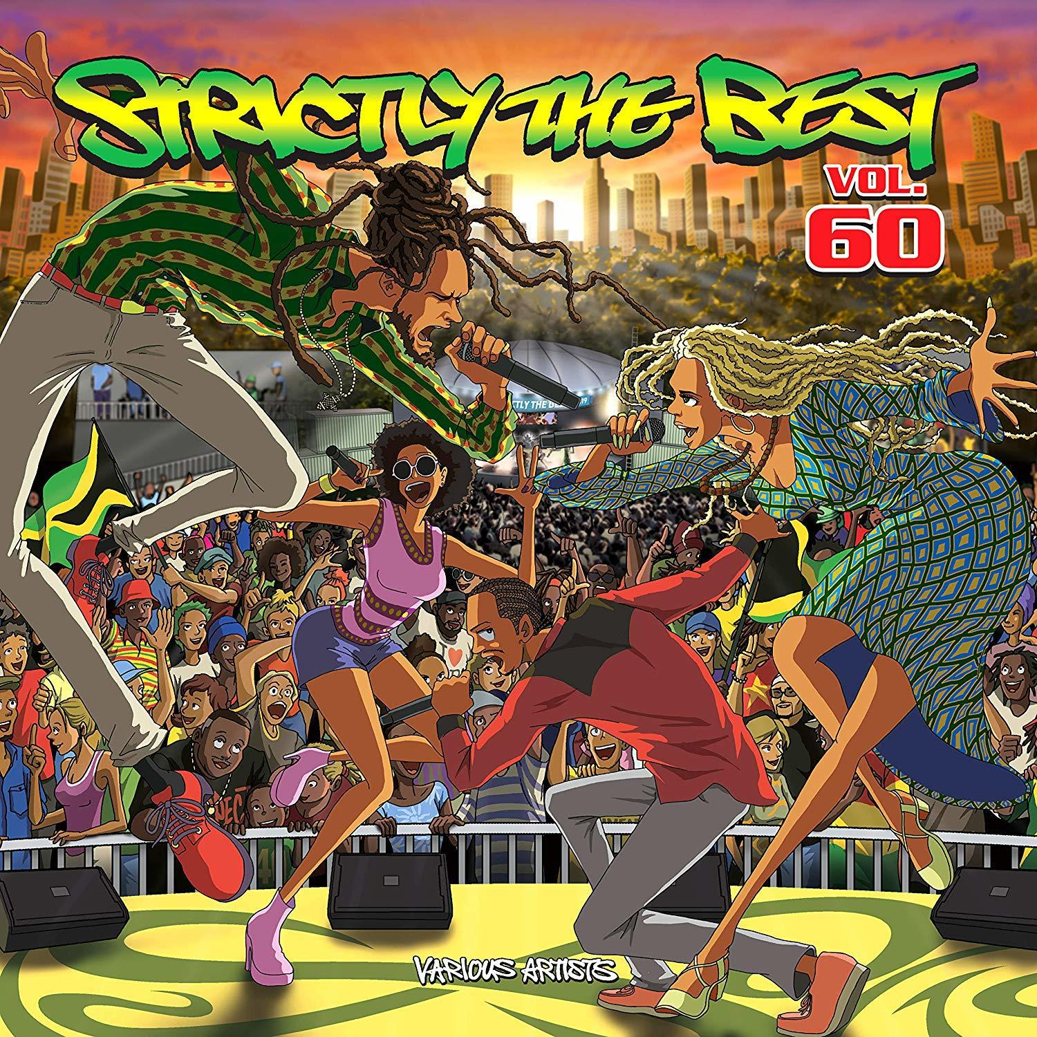 Albumcover für 'Strictly the Best Vol. 60' mit verschiedenen Comicfiguren auf einer Bühne.