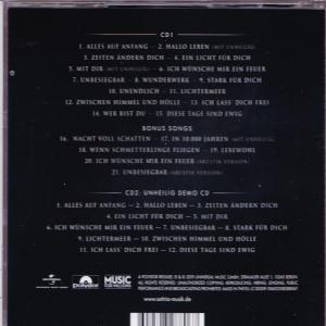 Rückseite einer CD mit Titeln und Credits auf Deutsch.