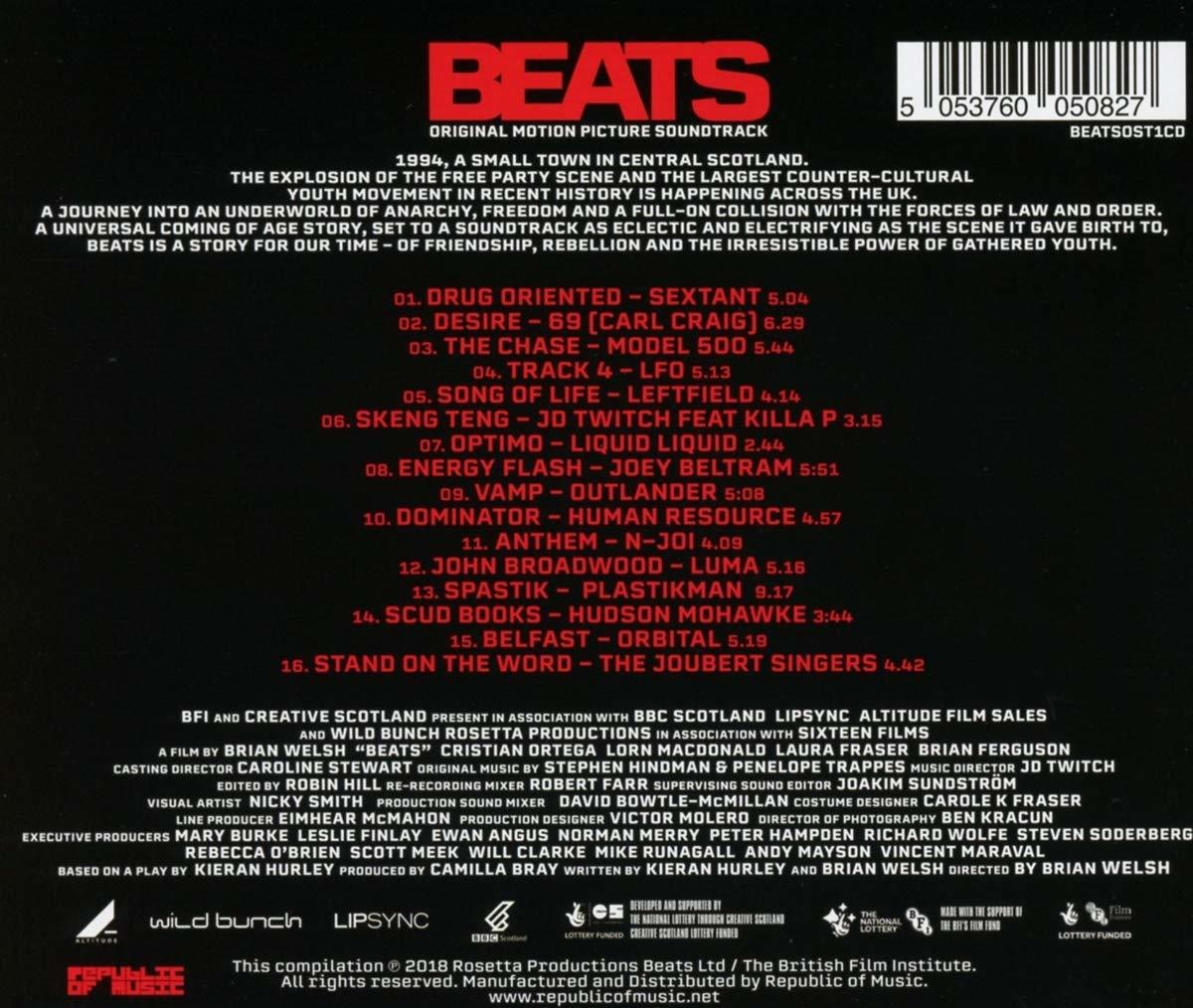 Cd-hoes met tracklist en credits voor de soundtrack van de film Beats.